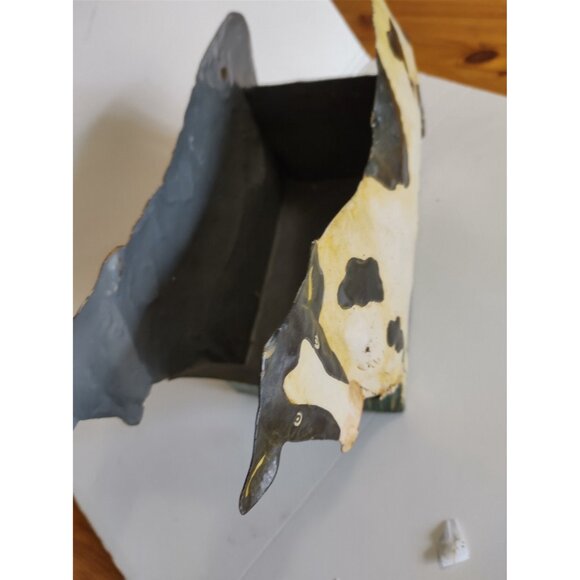 Vintage Hand Made Cow Tin Art Planter Box 12 1/2" long x 9" tall x 5.5" wide - Picture 14 of 14